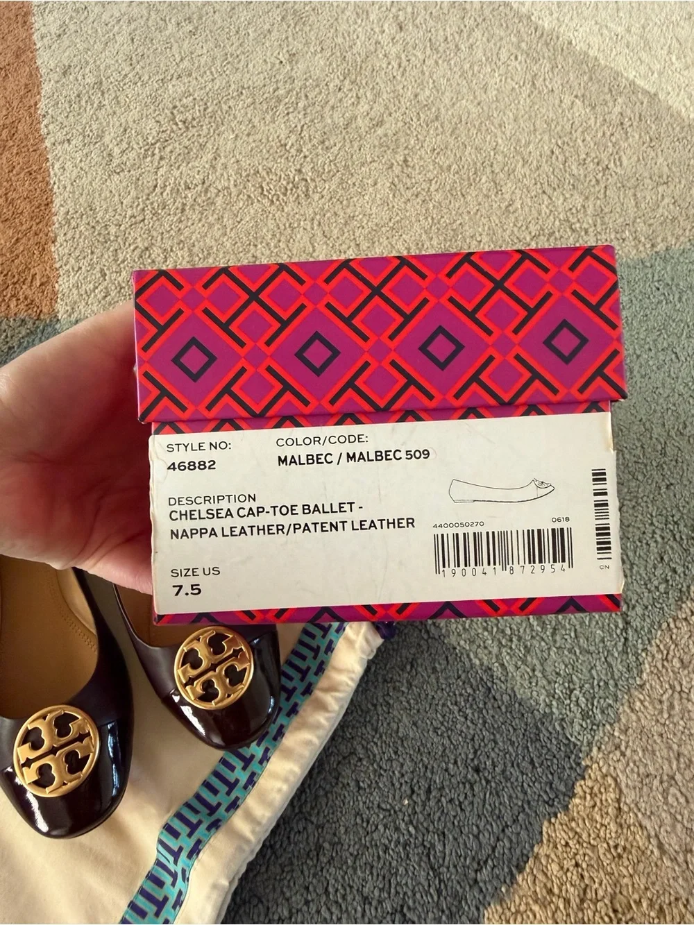Tory Burch Malbec Chelsea Cap-Toe Leather Flats
